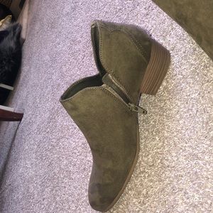 Olive green bootie heels